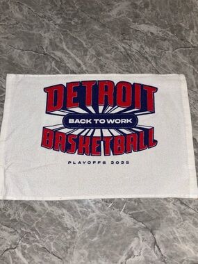 Detroit Pistons 2025 Playoffs Rally Towel Game 6 Back To Work 5/1/25 SGA